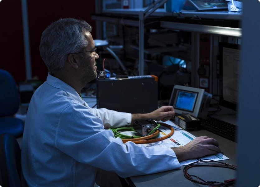Man in front of a computer